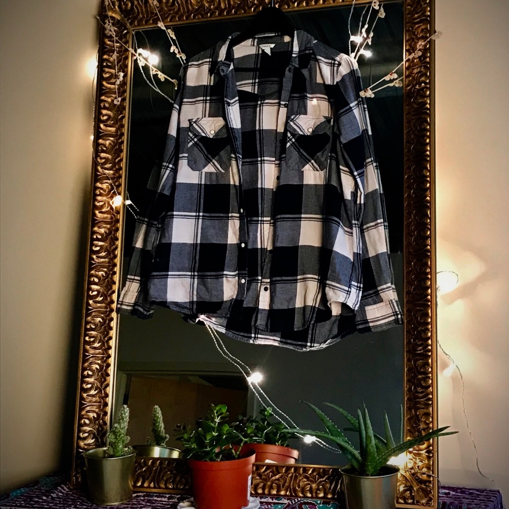 Navy blue and white flannel